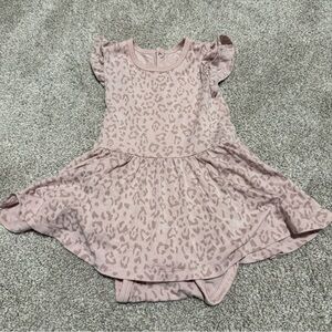 Blush Leopard Print Kyte Baby Bodysuit Dress - 6-12 months